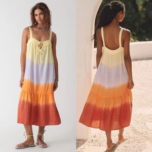Anthropologie Electric & Rose Addison Tiered Gauze Midi Dress NWT Small Ombre